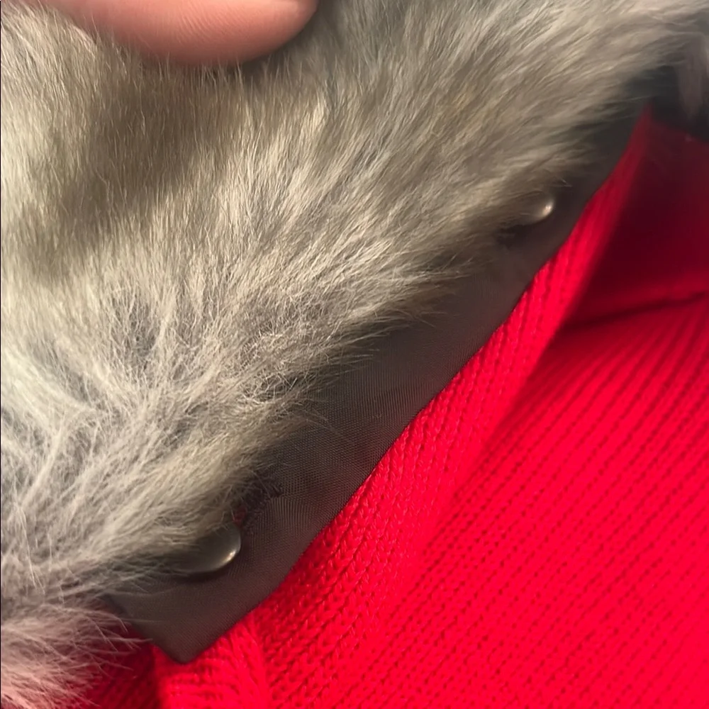 NWT❤️KIKIT Vintage Red Cardigan Detachable Faux Fur Collar Size Large
